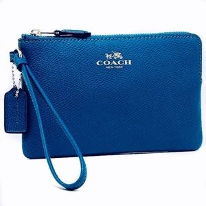NWOT COACH Blue Leather Wristlet